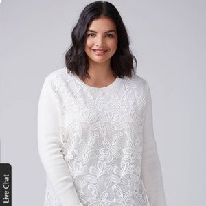 NWT-Lane Bryant Lace Overlay Sweater
